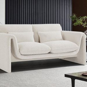 Stylus Boucle Cream Fabric Loveseat