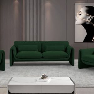 Stylus Boucle Green Fabric Living Room Collection