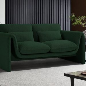 Stylus Boucle Green Fabric Loveseat
