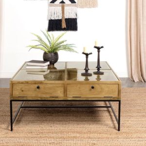 Stephie 4-drawer Square Glass Top Coffee Table