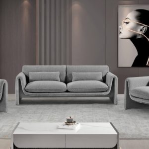 Stylus Boucle Grey Fabric Living Room Collection