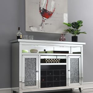 Melinda 2-door LED Mirrored Wine Storage Bar Cabinet