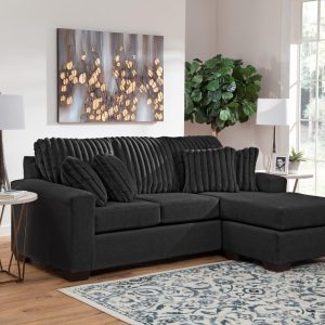 Implosion Black Reversible Velvet Sofa Chaise