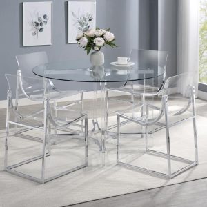 Keeling 5-piece Round Glass Top Acrylic Dining Set