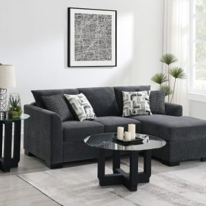 Storey Dark Grey Upholstered Sleeper Sectional Chaise