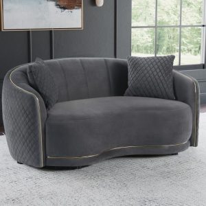 Brookside Velvet Upholstered Curved Love Seat
