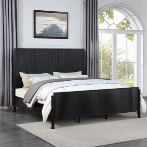 Brookmead All Black Wood King Panel Bed