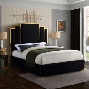 Hugo Black King Velvet Bed