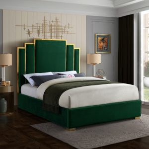 Hugo Green King Velvet Bed