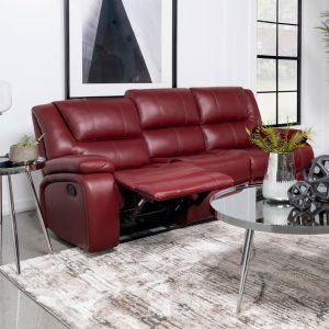 Camila Red Leatherette Reclining Sofa