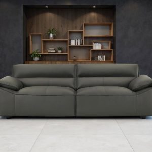 Buxton Graphite Top Grain Leather Sofa