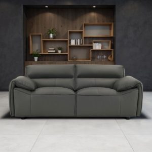 Buxton Graphite Top Grain Leather Love Seat