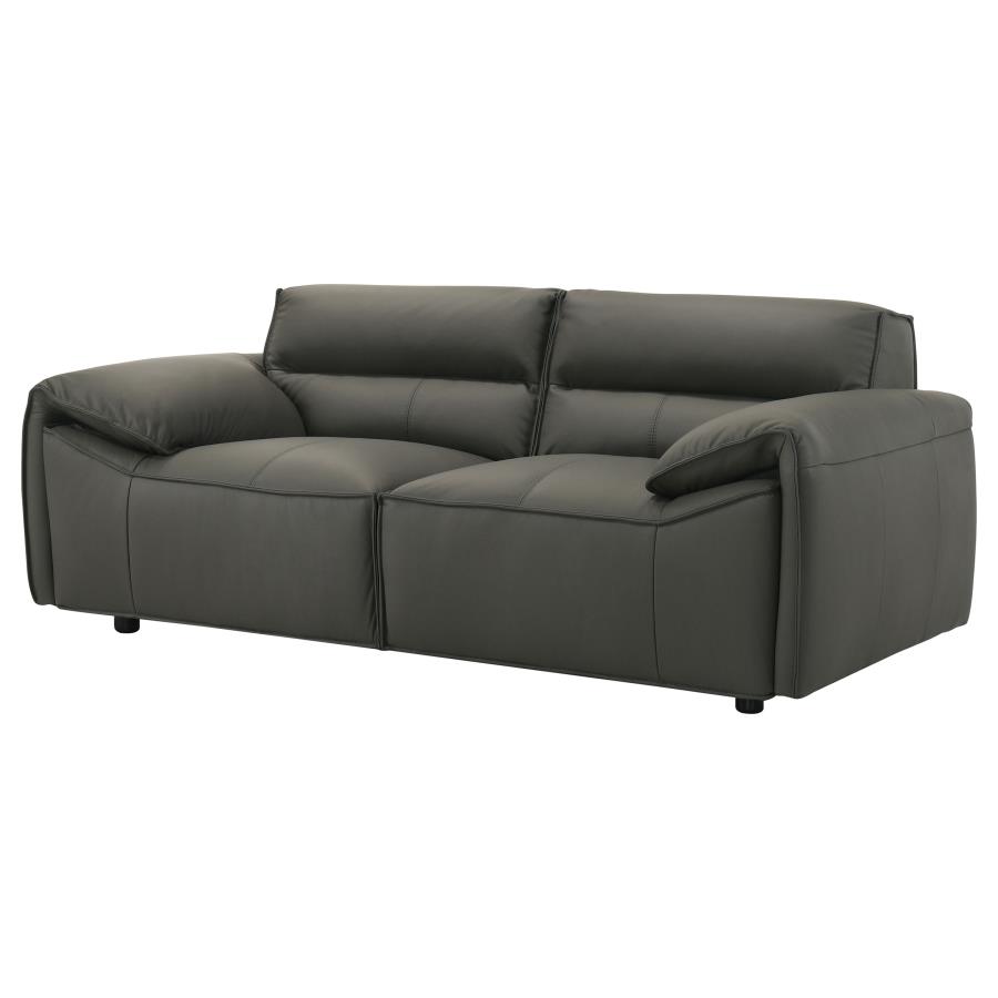Buxton Graphite Top Grain Leather Love Seat - Image 2