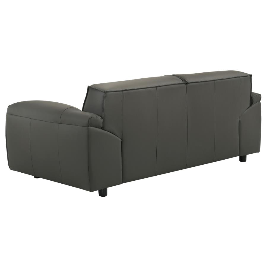 Buxton Graphite Top Grain Leather Love Seat - Image 3