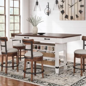Valebeck Counter Height Dining Table and 4 Barstools
