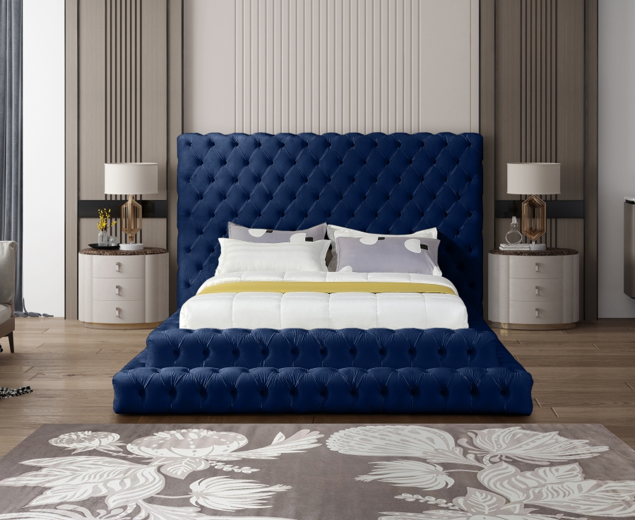 Revel King Blue Velvet Upholstered Bed - Image 2
