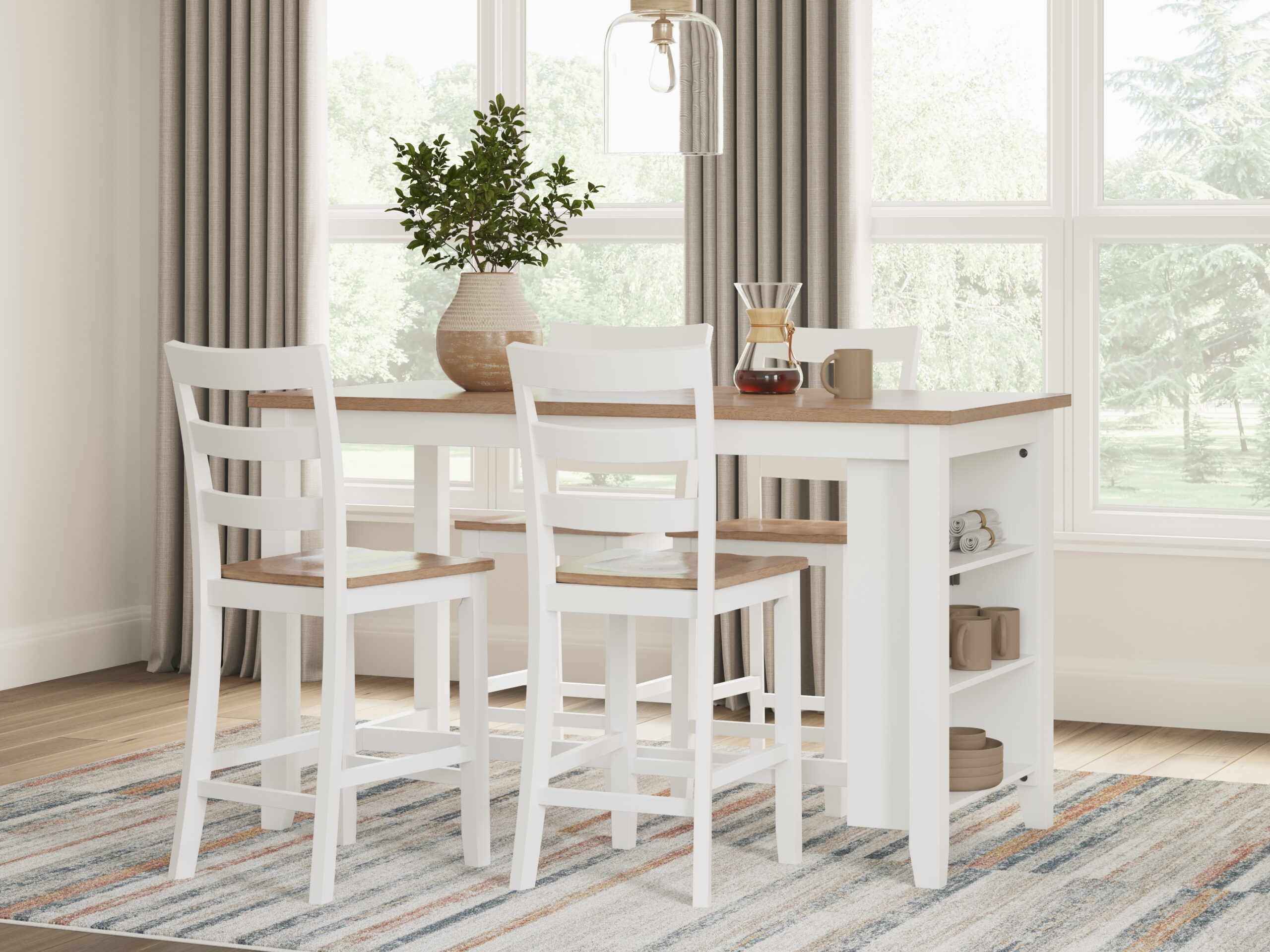Gesthaven Counter Height White Dining Table Set