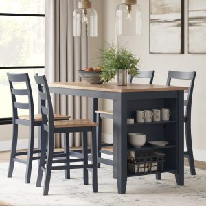Gesthaven Counter Height Dark Blue Dining Table Set
