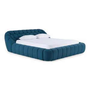 Yolonda - King Modern Dark Teal Fabric Bed